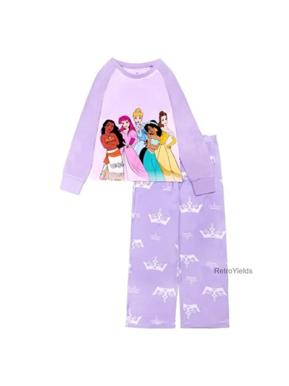 Disney Princess Girls 2-Piece Pajama Set Long Sleeve Loose Fit